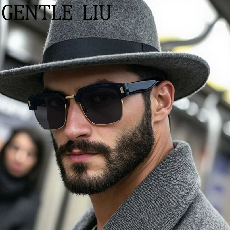 

Oversized Square Sunglasses Men 2025 Luxury Brand Vintage Steampunk Outdoor Driving Sun Glasses For Male UV400 Eyewear Shades