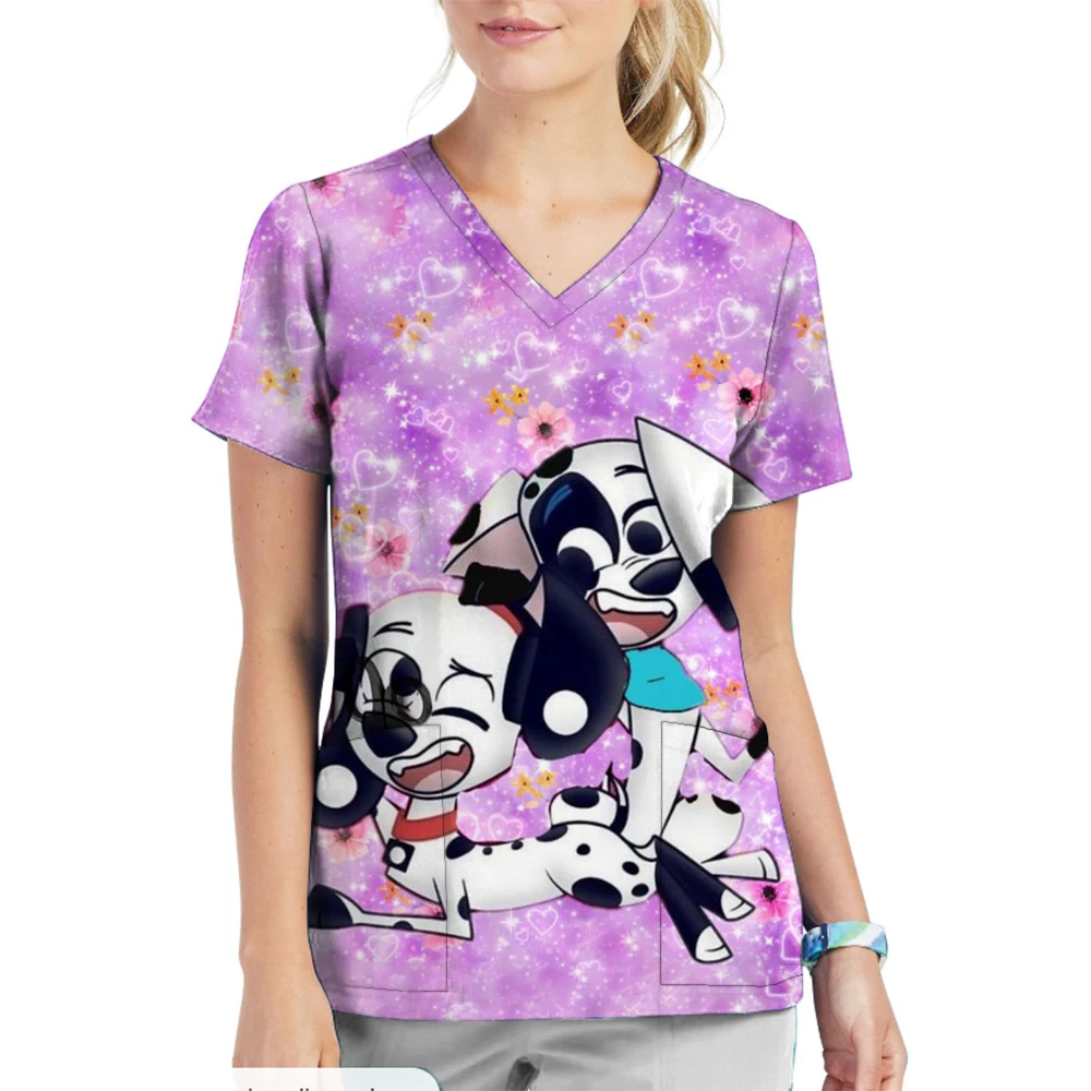 בגדי קיץ מסוגנן נשים 2024 אחות לשפשף העליון עמיד, קל טיפול disney 101 dalmatians & כיסים מעשיים