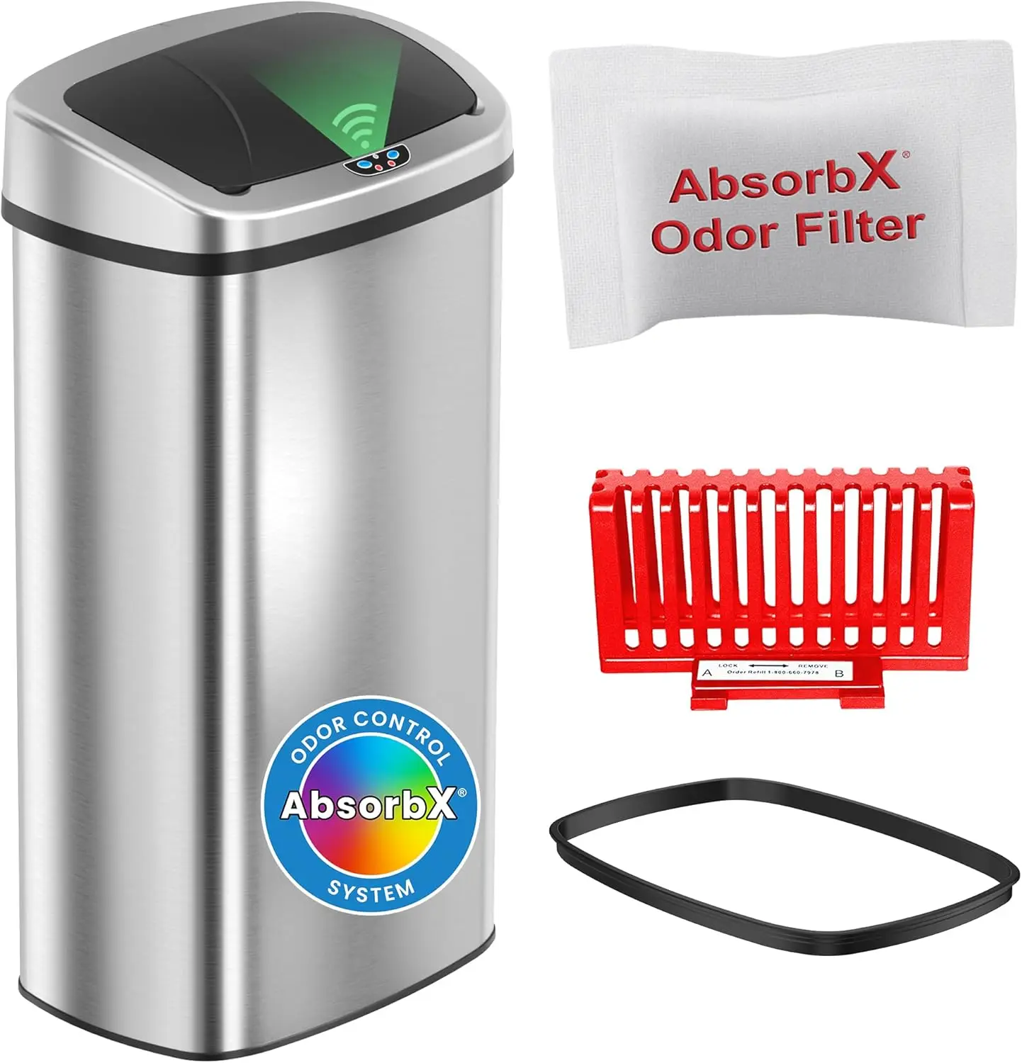 

91L Automatic Stainless Steel Touchless Trash Can with Odor Filter, for Home Office Restaurant