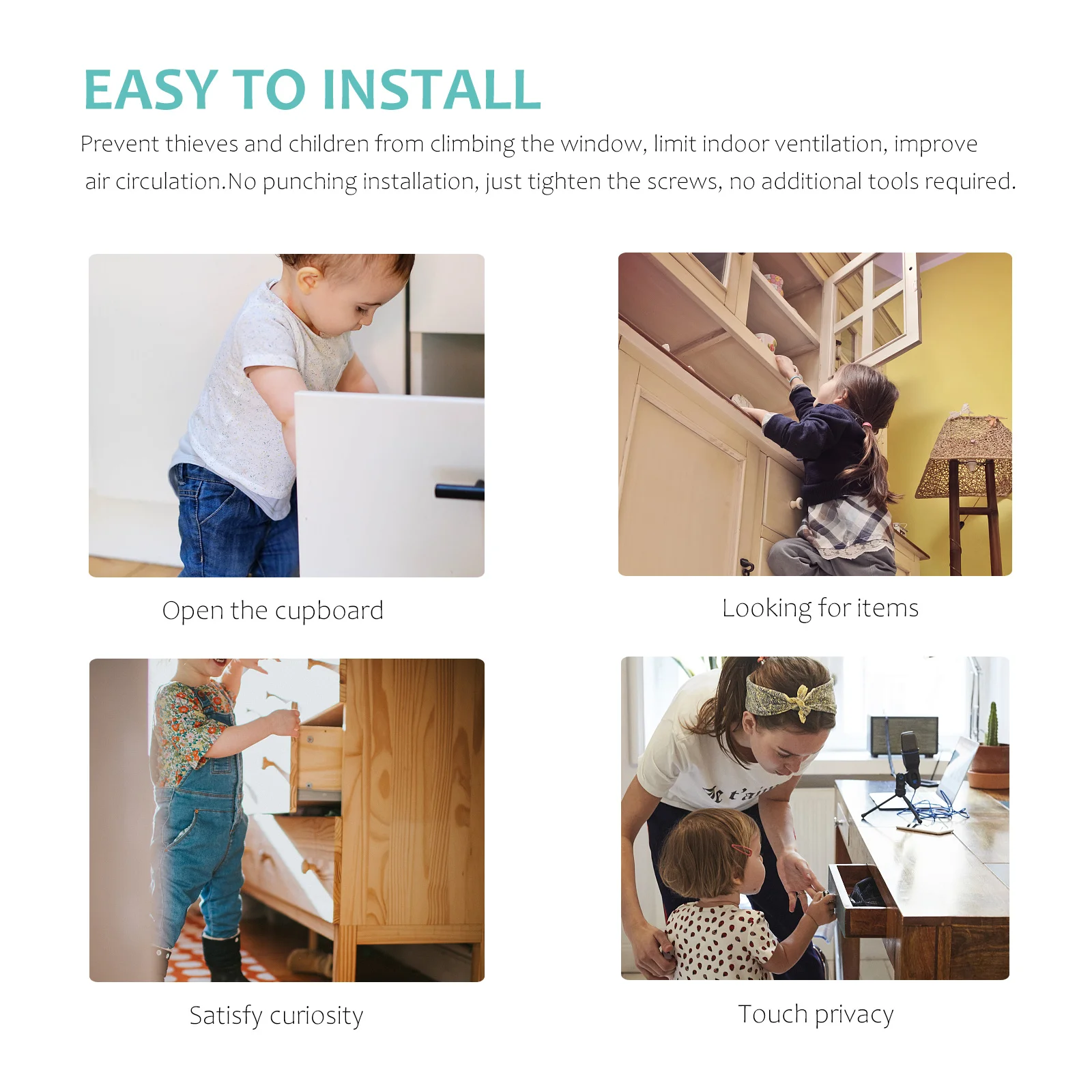 2Pcs Sliding Window Locks Child Proof Aluminum Alloy Security Locks Safety Lock for Home Office School Window Stoppers Key