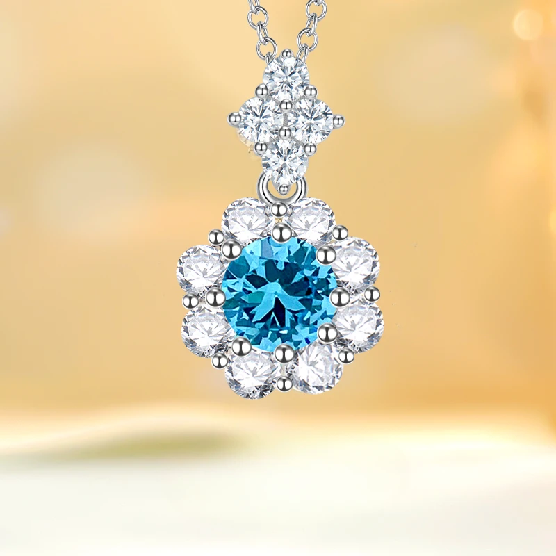 

Luxury flower bud style 925 sterling silver pendant paired with high carbon diamond collarbone chain wedding jewelry wholesale