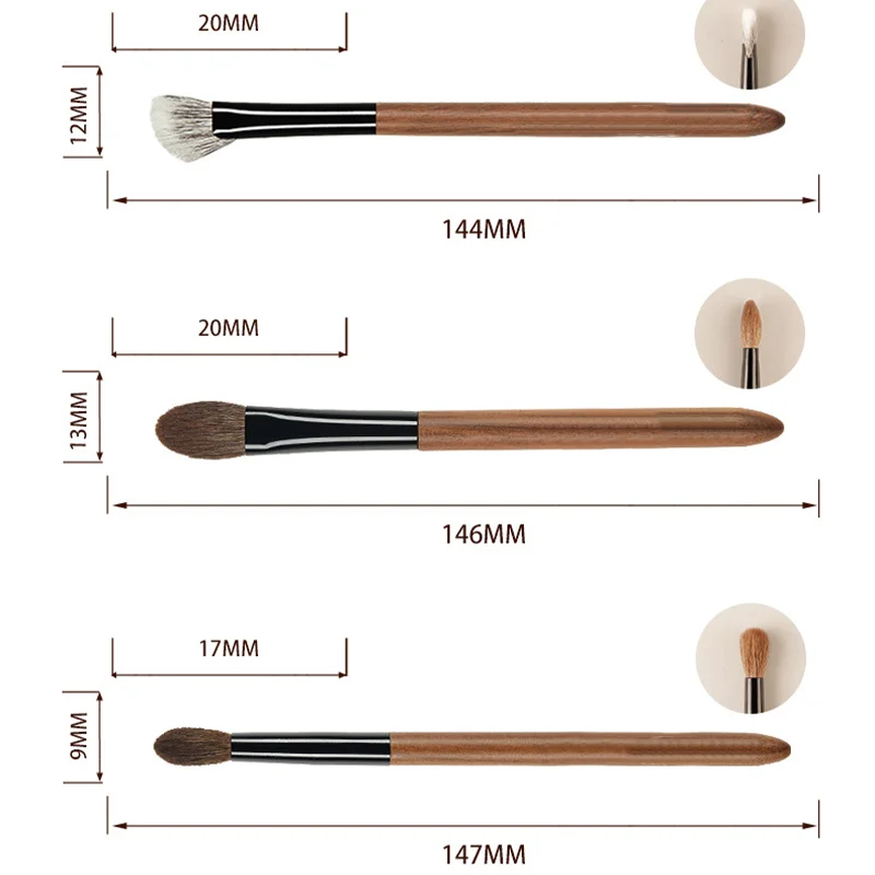 Ensemble de 8 pinceaux de maquillage en poils d'animaux, pinceaux à sourcils, pinceaux pour ombre à paupières, pinceaux pour fard à joues, pinceaux pour contour, ensemble de pinceaux éclaircissants