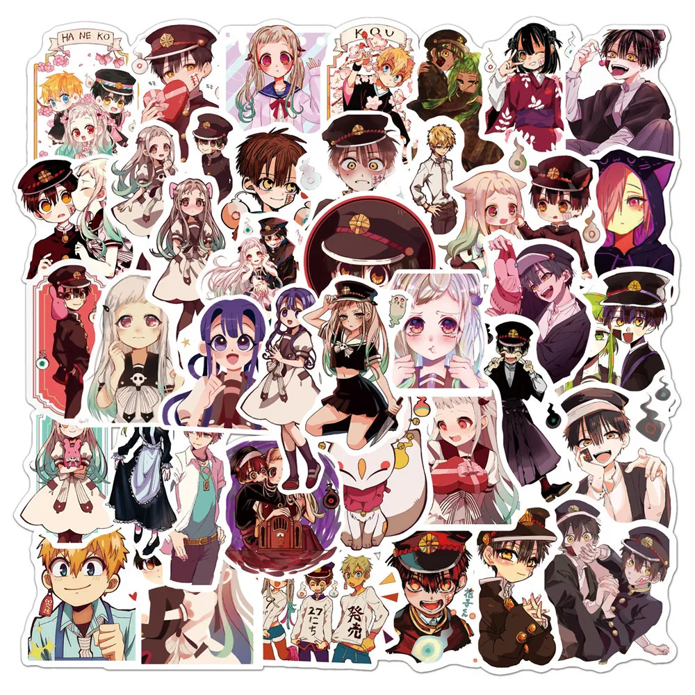 50 Stück Bodengebundene Hanako-Kun Japanische Anime-Aufkleber für Notizbücher, Skateboards, wasserdichte Toilettenaufkleber