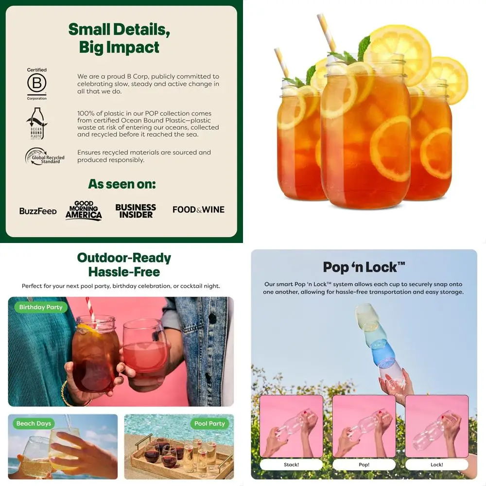 

48-Pack Crystal Clear, Recyclable, Unbreakable Premium 16oz Mason Jars