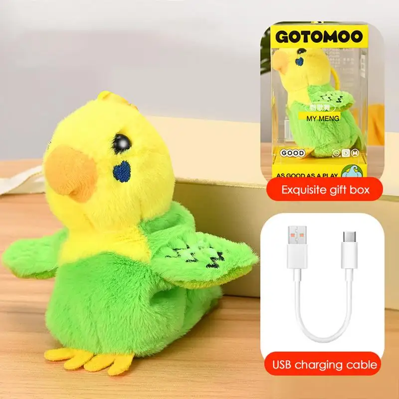 Juguete de peluche de pájaro electrónico Musical para niños, loro parlante, juguete interactivo, grabable Musical, muñecas de alas ondulantes para mascotas