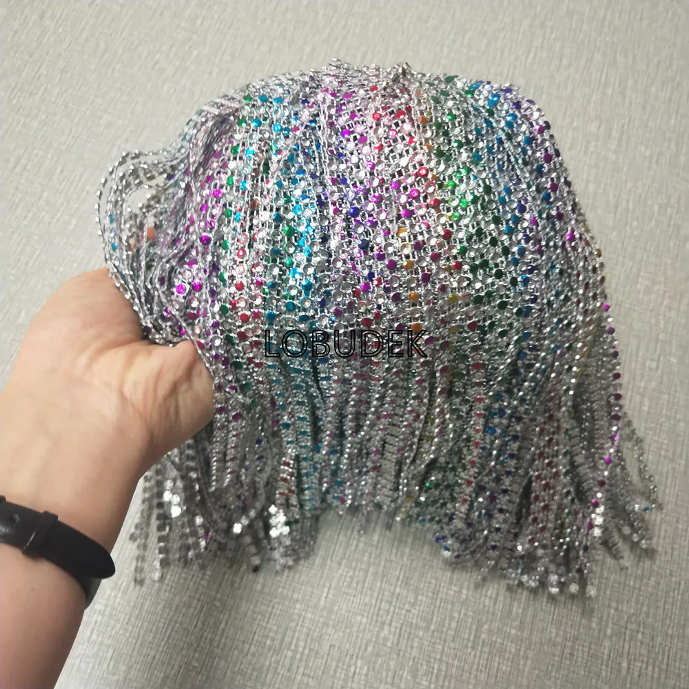 Sparkly Purple Chains Wig Headgear Nightclub Bar Singer Dancer Stage Performance Head Ornament Party Show Rave Stage Accessories