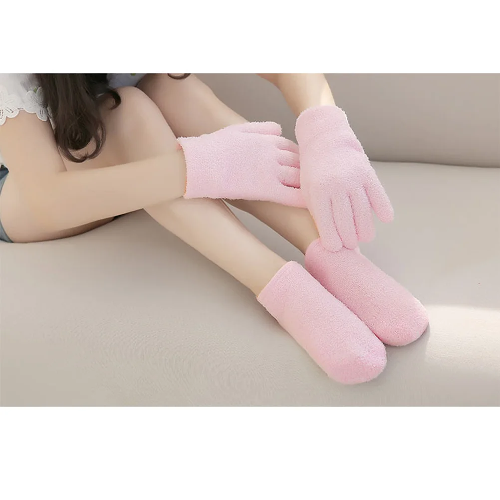 

1pcs 1 Pair Gel Foot Socks Skincare Moisturizing Socks For Women Elastic Comfortable Allergy-Free Pink Foot Care Tool For Home
