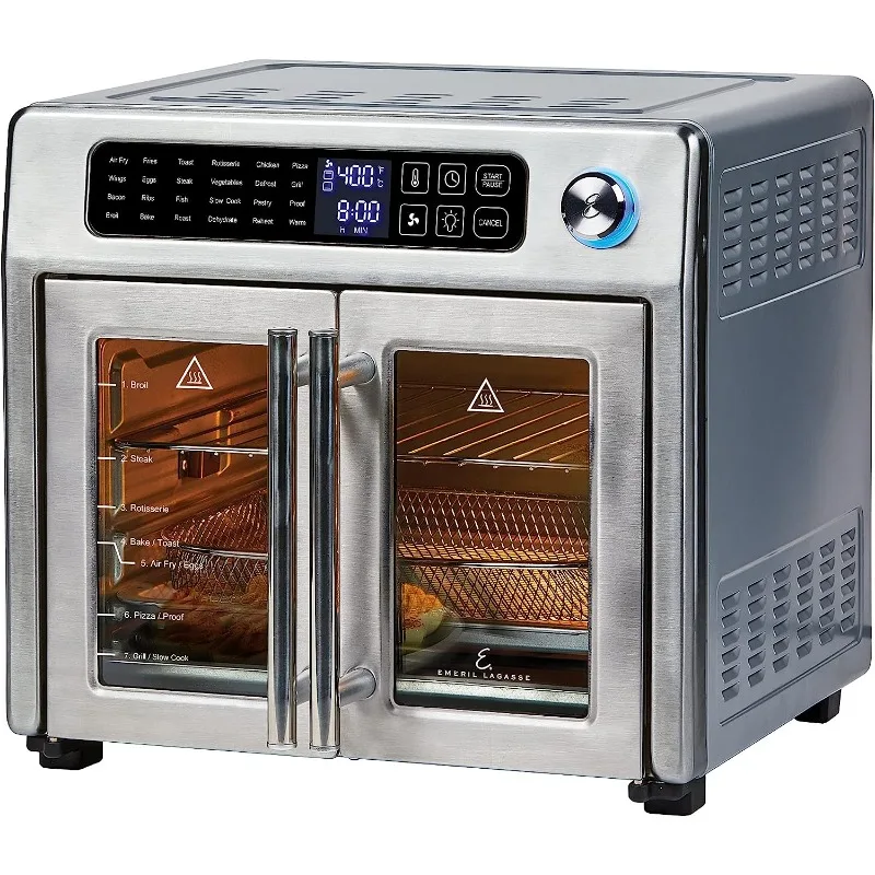 Emeril Lagasse 26 QT Extra Large Air Fryer, Convection Toaster Oven with French Doors, Stainless Steel