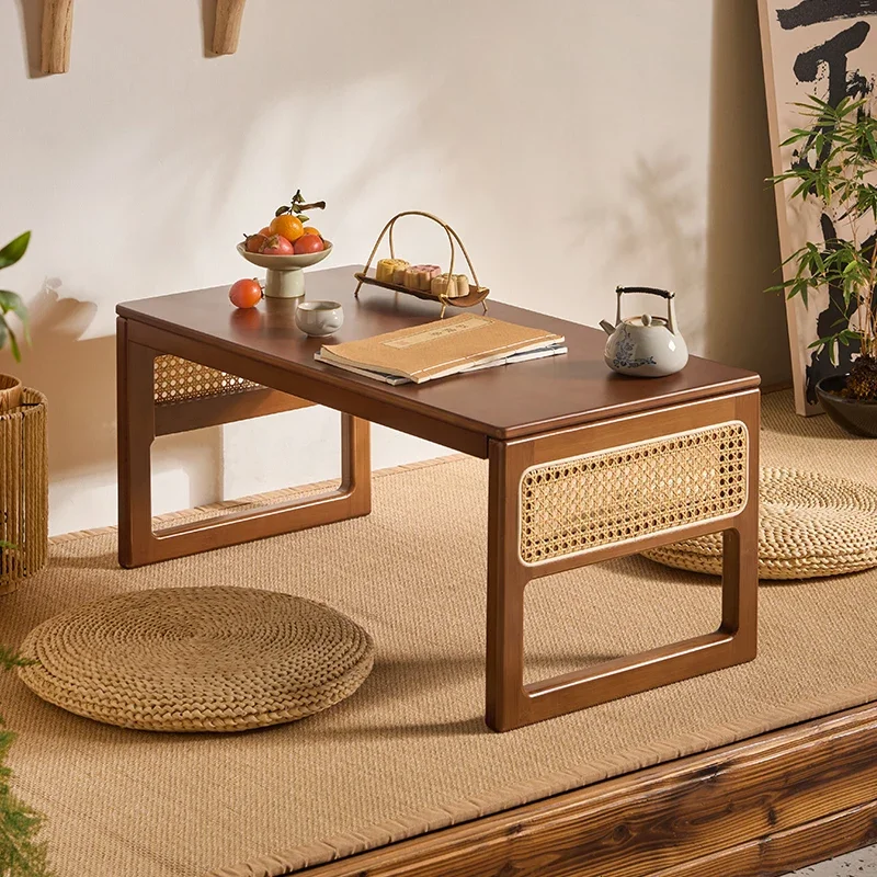 

Foldable Bamboo Tea Table for Living Room Floor-standing Low Tables Minimalist Compact Tatami Coffee Table Bed Laptop Desk