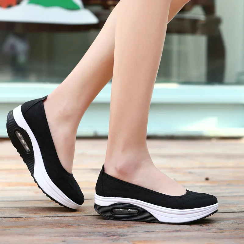 Zapatos informales con plataforma para Mujer, Zapatillas planas con amortiguación de aire, transpirables, para caminar