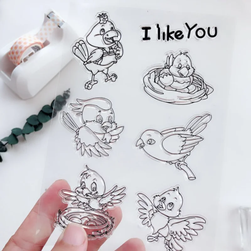 Little Bird Transparent Silicone Finished Stamp DIY Scrapbooking Journal Rubber Coloring Embossed Diary Stencils Decor Reusable