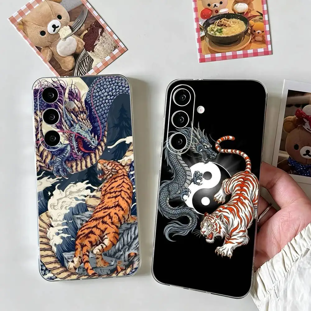 Japanese Dragon-Tiger   Phone Case For SamsungA10,12,20,21S,30,31,40,50,51,52,70,71 Transparent Cover