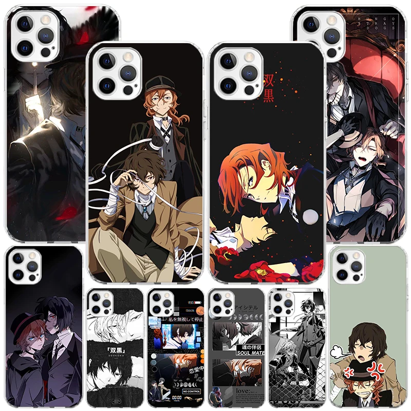 Bungo Stray Dogs Double Black Phnoe Case for Iphone 11 12 13 Mini 14 15 Pro Max X Xs Xr 7 Plus 8 + Apple 6S SE 2020 Unique Cover