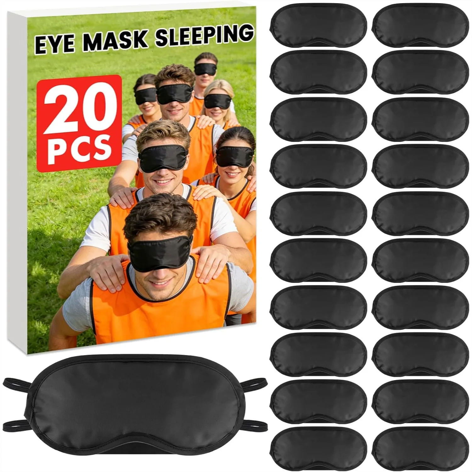 

20 Pcs Sleep Eye Masks Blindfolds Light-Tight With Nose Pad And Adjustable Strap Bulk Comfortable Breathable Party Supplies For Team Building Travel Black Eye Cover For Women Men