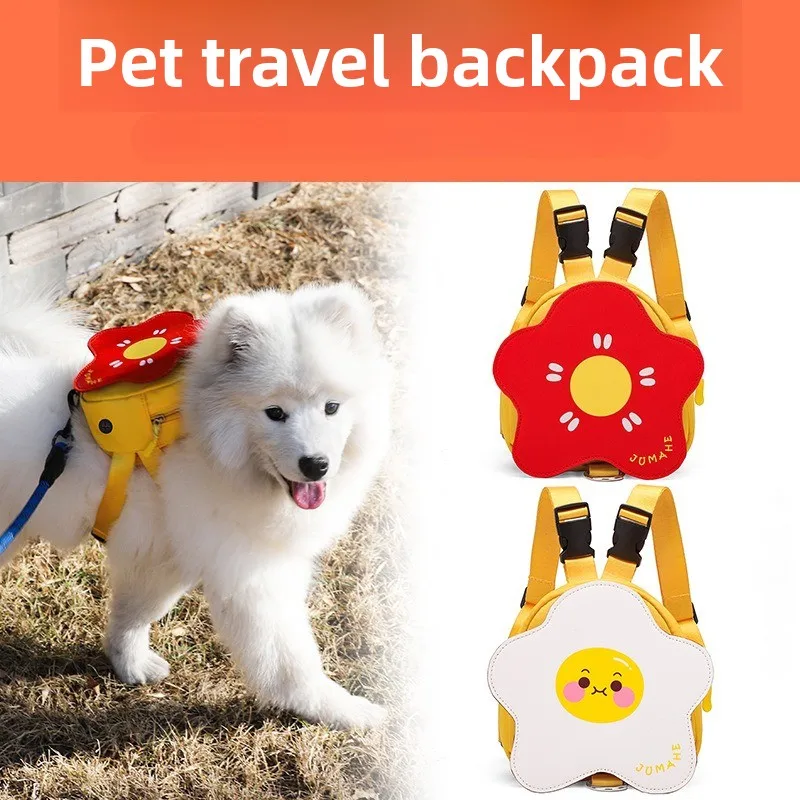 Arnés para mascotas para caminar con bolsa de aperitivos para perros pequeños y medianos, mochila para perros y cachorros, accesorios portadores para Mascotas de Pug Samoye