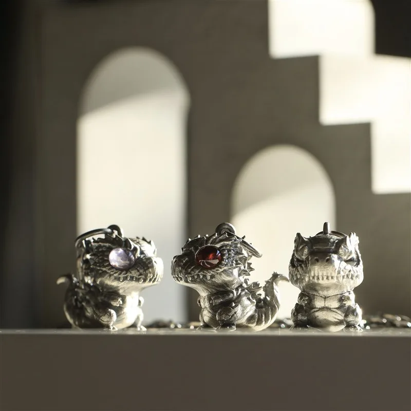 New Cartoon Retro Godzilla Necklace Q-version Cute Godzilla Monster Pendant Men's and Women's Sweater Chains Holiday Gift - view 2