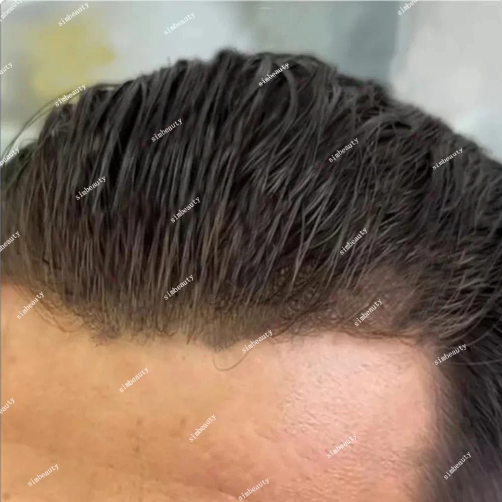 

Натуральная линия волос, супер прочный тонкий мужской коричневый 1b40 1B80, серые парики из человеческих волос, мужской парик из микрокожи, искусственный капиллярный протез