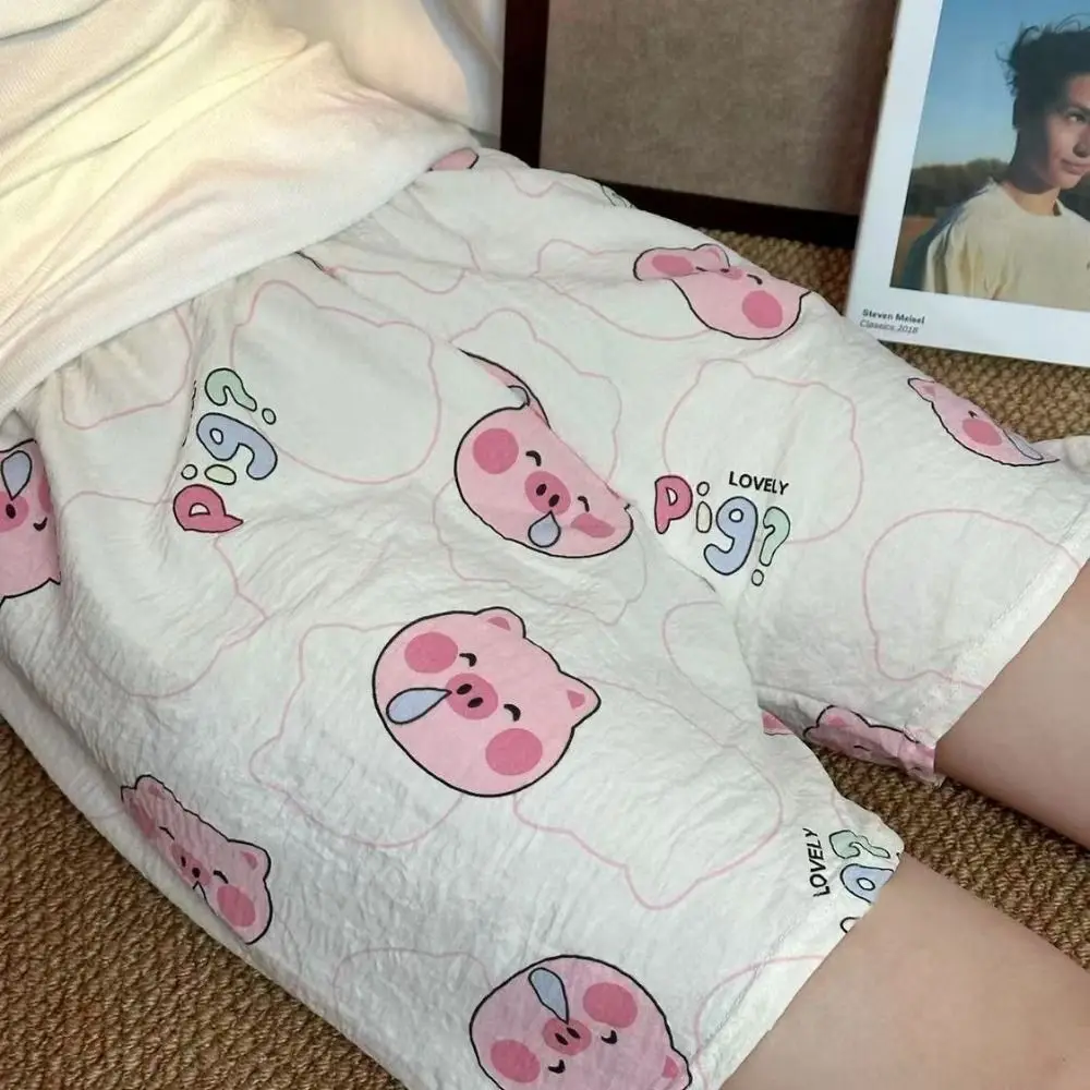 Модные длинные брюки с мультяшным принтом, свободные брюки с высокой талией, широкие повседневные пижамы для женщин