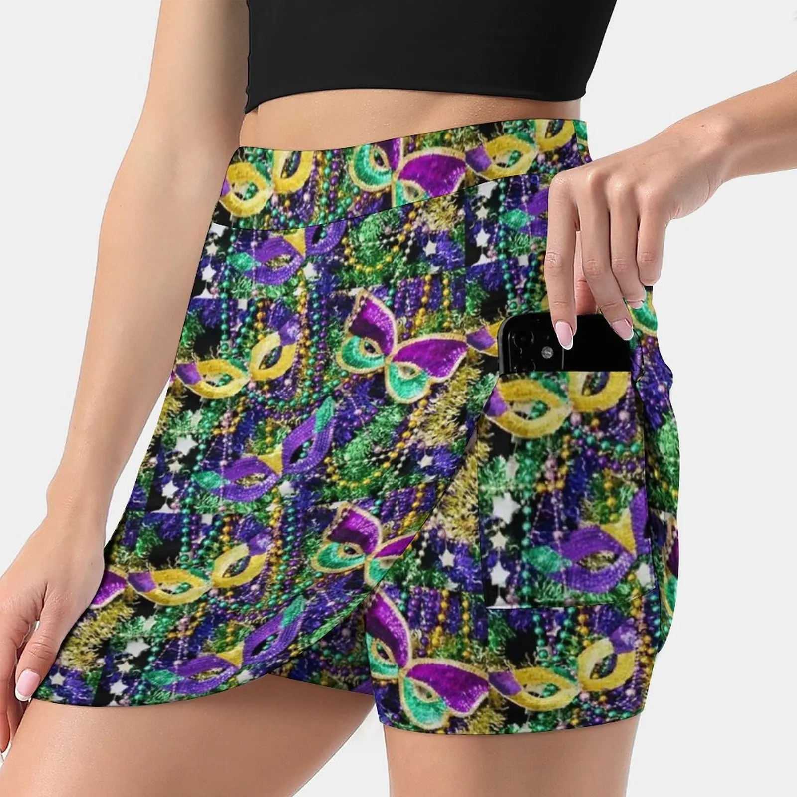 

Fat Tuesday Women's skirt With Hide Pocket Tennis Skirt Golf Skirts Badminton Skirts Running skirts Madi Gras Dorm Apron School