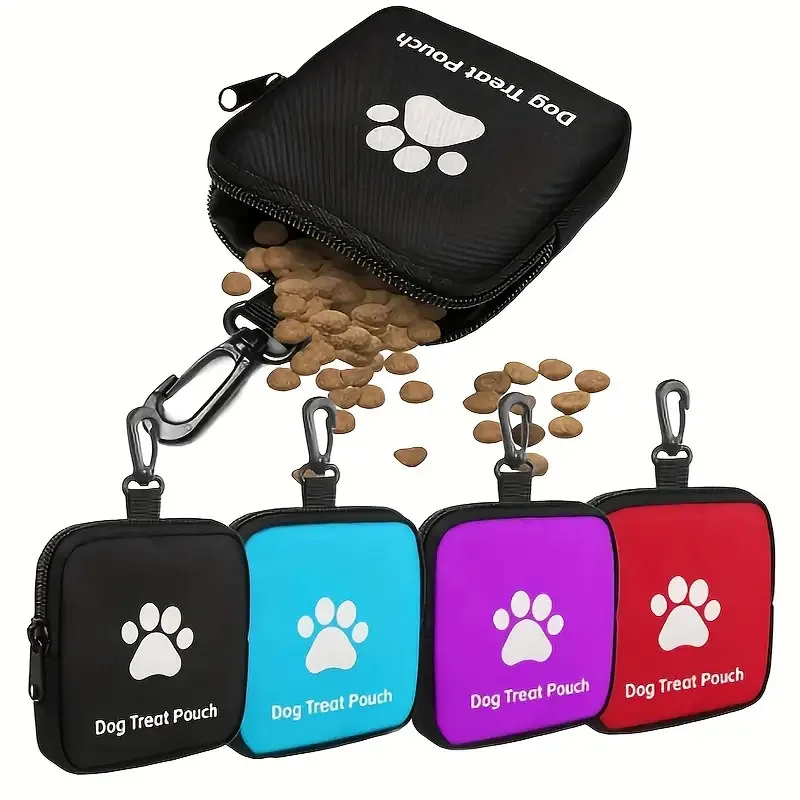 Dog Training Treat Pouch,Travel Portable Pet Snack Bag Zipper Closure Dog Paw Print Design for Outdoor Activities and Pet Walks