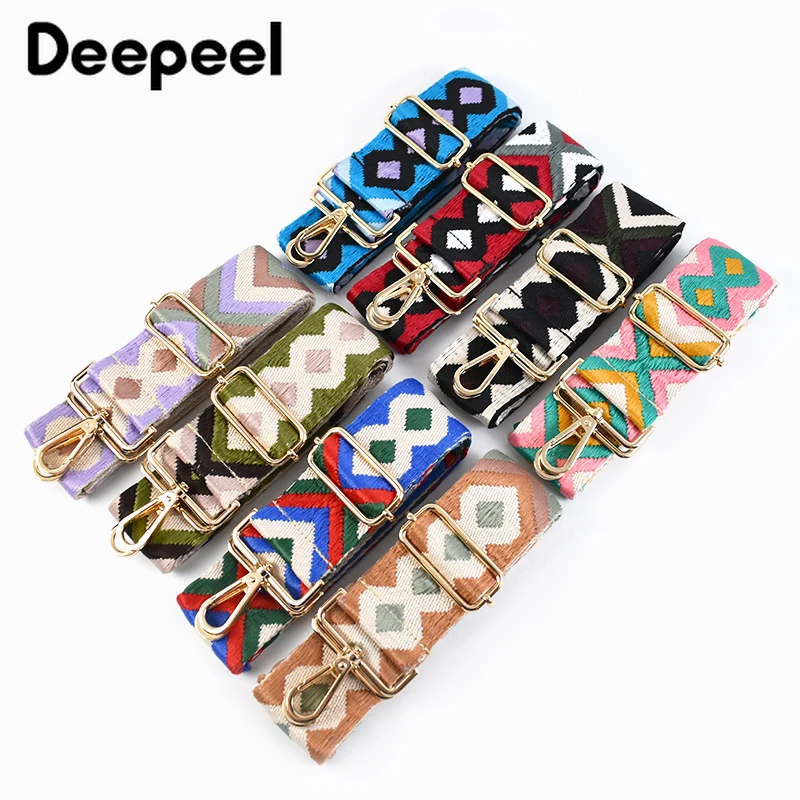 Deepeel 5cm Wide Ethnic Style Women\'s 80~130cm Adjustable Shoulder Strap Crossbody Replacement Belt Straps Bags Accessories