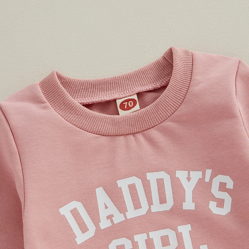 2Pcs Newborn Baby Girl Outfits Daddy s Mama s Girl Sweatshirt Long Sleeve Crewneck Romper Toddler Baby Girl Birthday Outfit