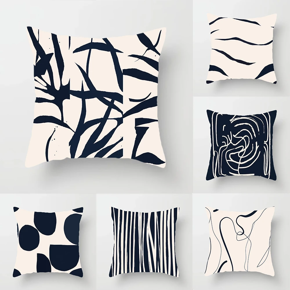 

Bla White Line Pillow Covers Nordic Sle Living Room Sofa Barest Window Chair Decorative Cuion for Nap Time