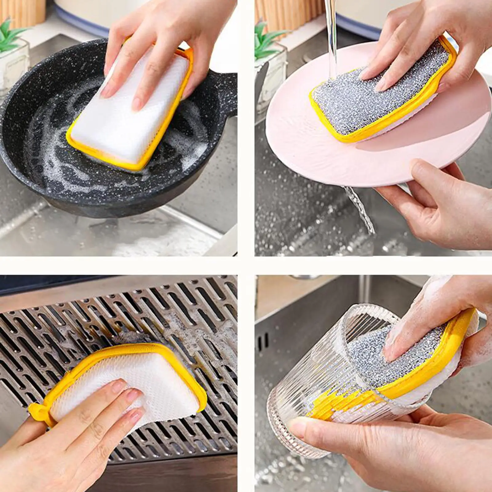 10 Artifact Sponge Carborundum Kitchen Sponge Eraser for Pan Pot Dish Sponges Kitchen Utensils Household Cleaning Non-stick Oil