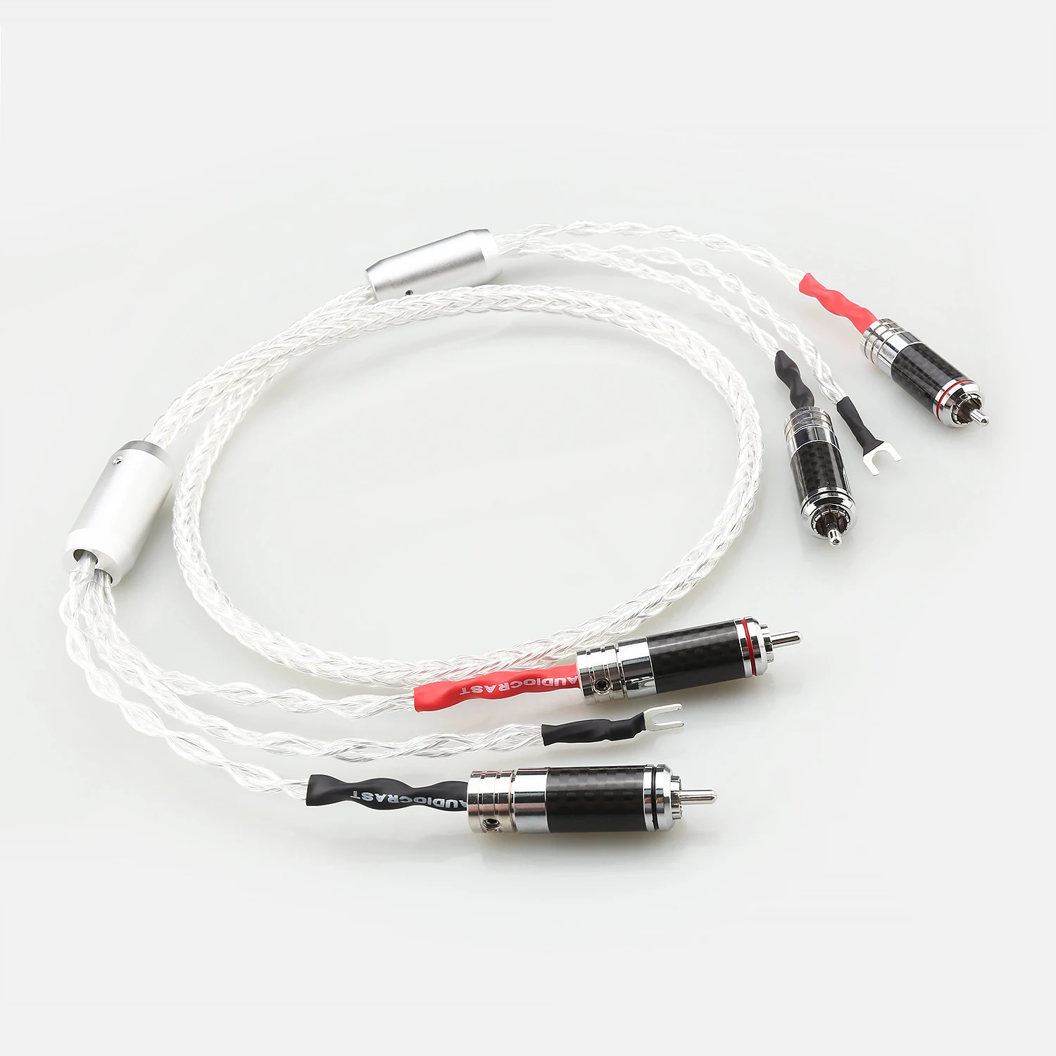 6AG Phono Cable 2RCA to 2RCA Silver Plated OCC Shielded RCA Cord Rhodium Plug for Turntable LP Vinyl Record Player Amplifier
