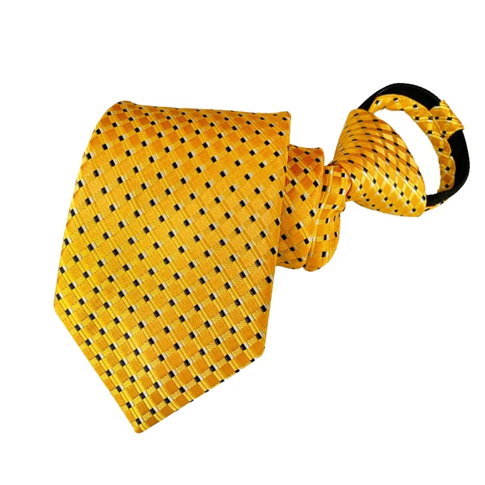 

Fashion Silk Material Pre-tied Necktie Striped Design Slim Cut Lazy Ties Rubber Fastener Adjustable Cravat Formal Party