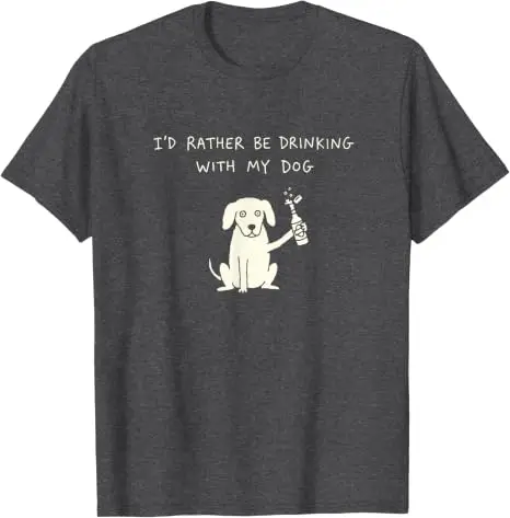 Ich Trinke Lieber mit Meinem Hund Lustiges Trinker-T-Shirt, Y2k Hundebesitzer Bierliebhaber Grafik-Spruch-T-Shirt Leben mit Hunden T-Shirt – Detail 10