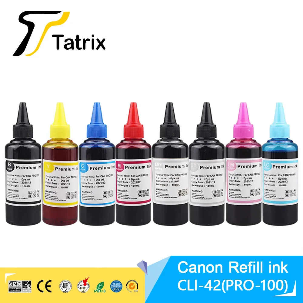 Tatrix CLI42 CLI-42 CLI 42 CLI-43 CLI43 CLI 65 refillable ink compatible for canon Pixma Pro-100 pro-100S Pro200 pro-200 printer