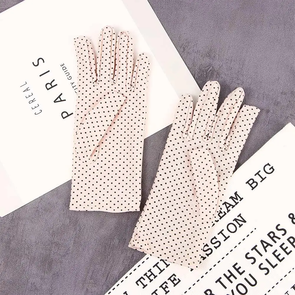 Etiquette Thin Spring Summer Anti-UV Elastic Women Gloves Driving Gloves Dots Gloves Sunscreen