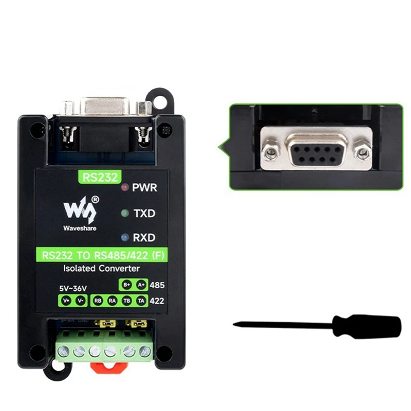 Waveshare RS232 to RS485/422 Active Digital Isolated Multi-Functional Convenient and Practical Female Interface Serial Converter