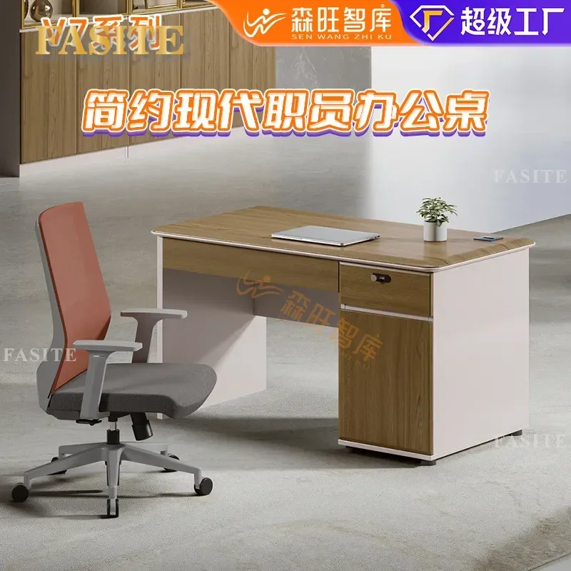 For Home Office Modern Single Person Computer Desk with Storage Cabinet Practical Workstation Compact Design Space Saving