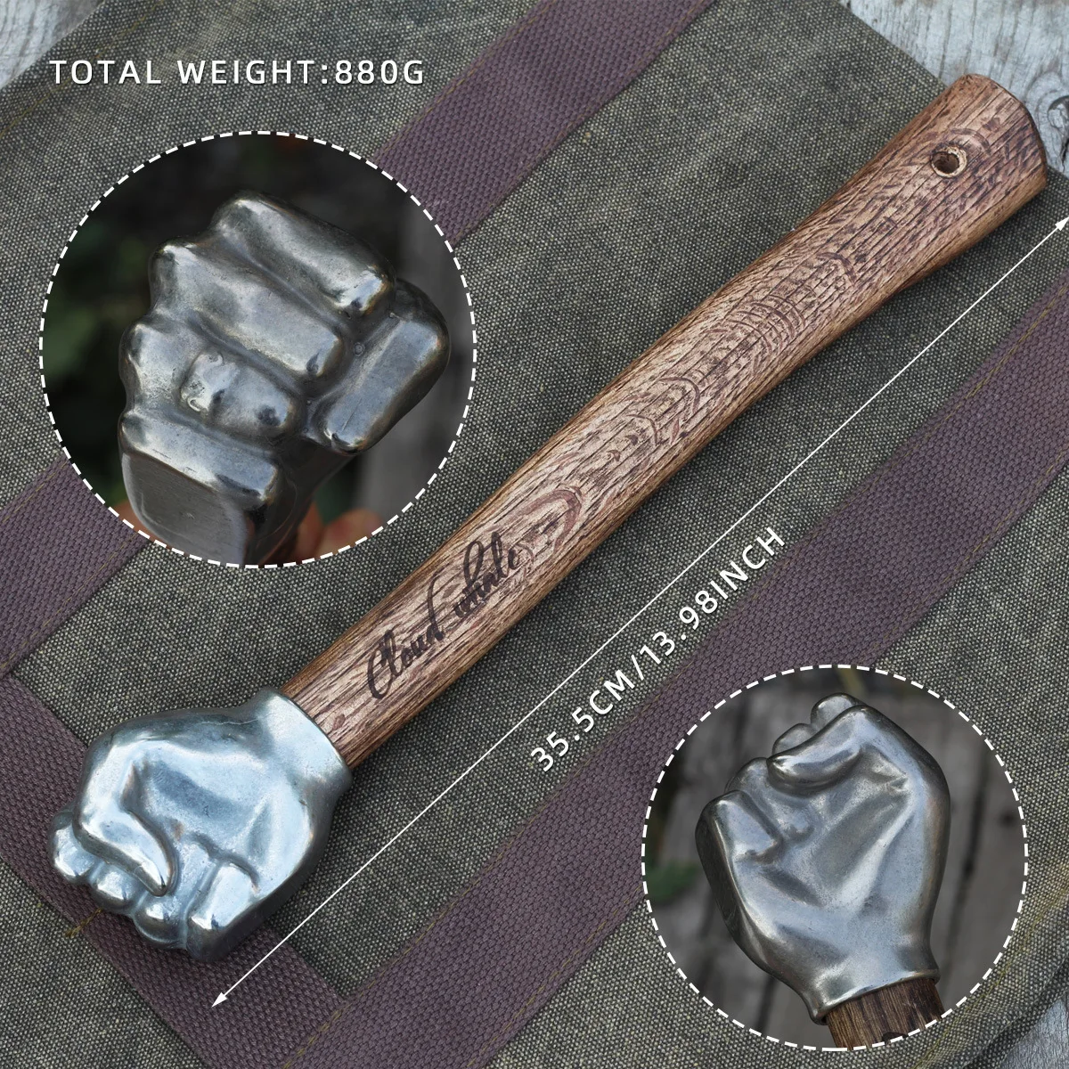 

Outdoor Mountaineering Tent Nail Hammer Stainless Steel Solid Hammer Self-defense Emergency Hand Tool