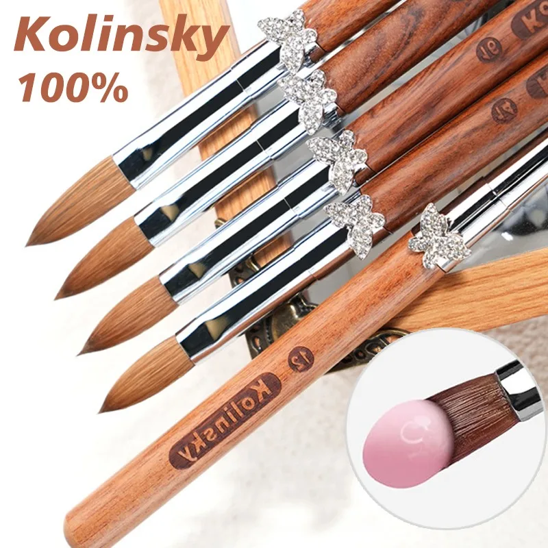 

Кисть для маникюра из 100% натурального ворса колинского, для акрила и УФ-геля, с ручкой из сандалового дерева, для резьбы и дизайна ногтей, размер 2 # -16 #