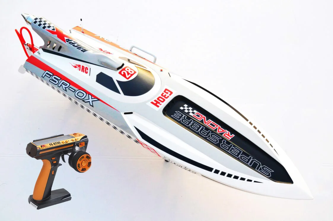 DTRC G30H 30CC Gray Fiber Glass 70KM/H Gasoline Racing ARTR RC Boat W/ Radio System Speedboat Boy Toys