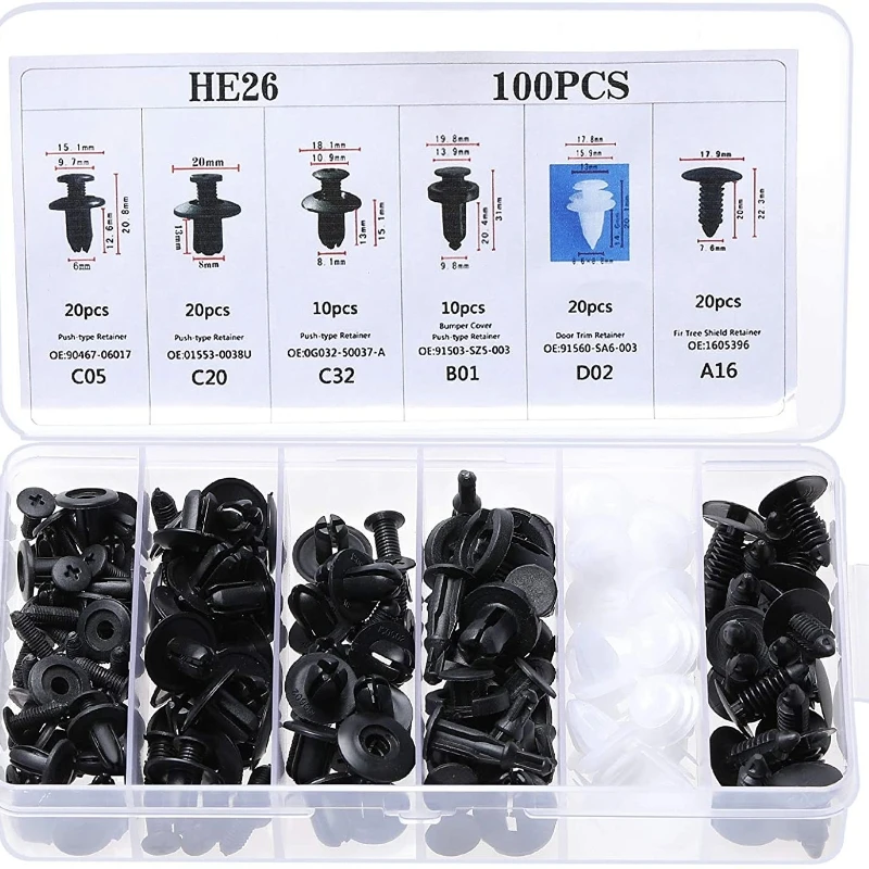 

100PCS Car Buckle Universal Set Plastic Expansion Screw Mudguard Buckle Push in Buckle Retainer Car Clips Fastener Kit