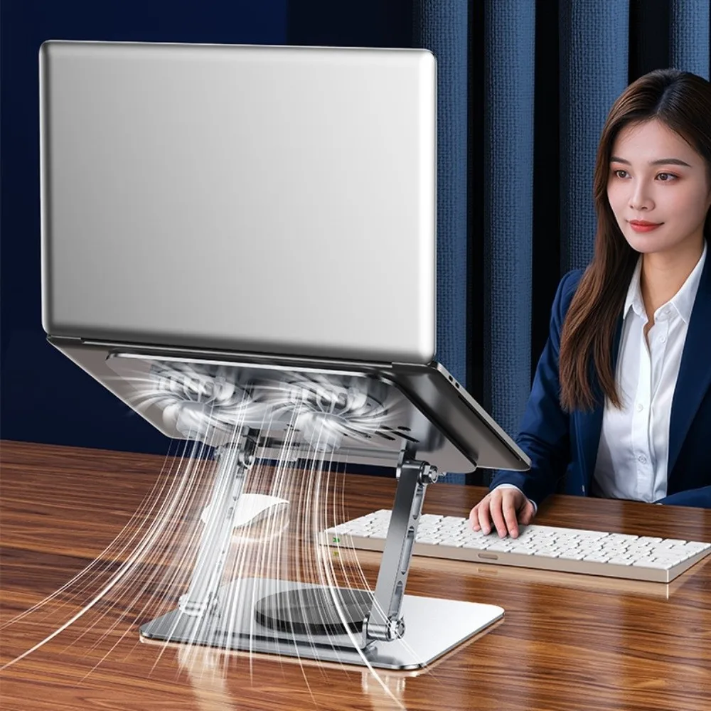 

360 ° Rotatable Cooling Fan Laptop Bracket Foldable Adjustable Notebook Cooler Base Stand Heat Dissipation Cooling