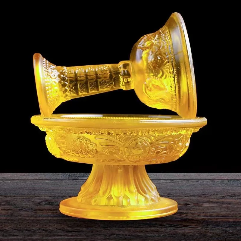 Glass Protector Cup Eight Auspicious Supplies Tibetan Glass Supply Cup for Buddha Household  Crafts Home Decoration