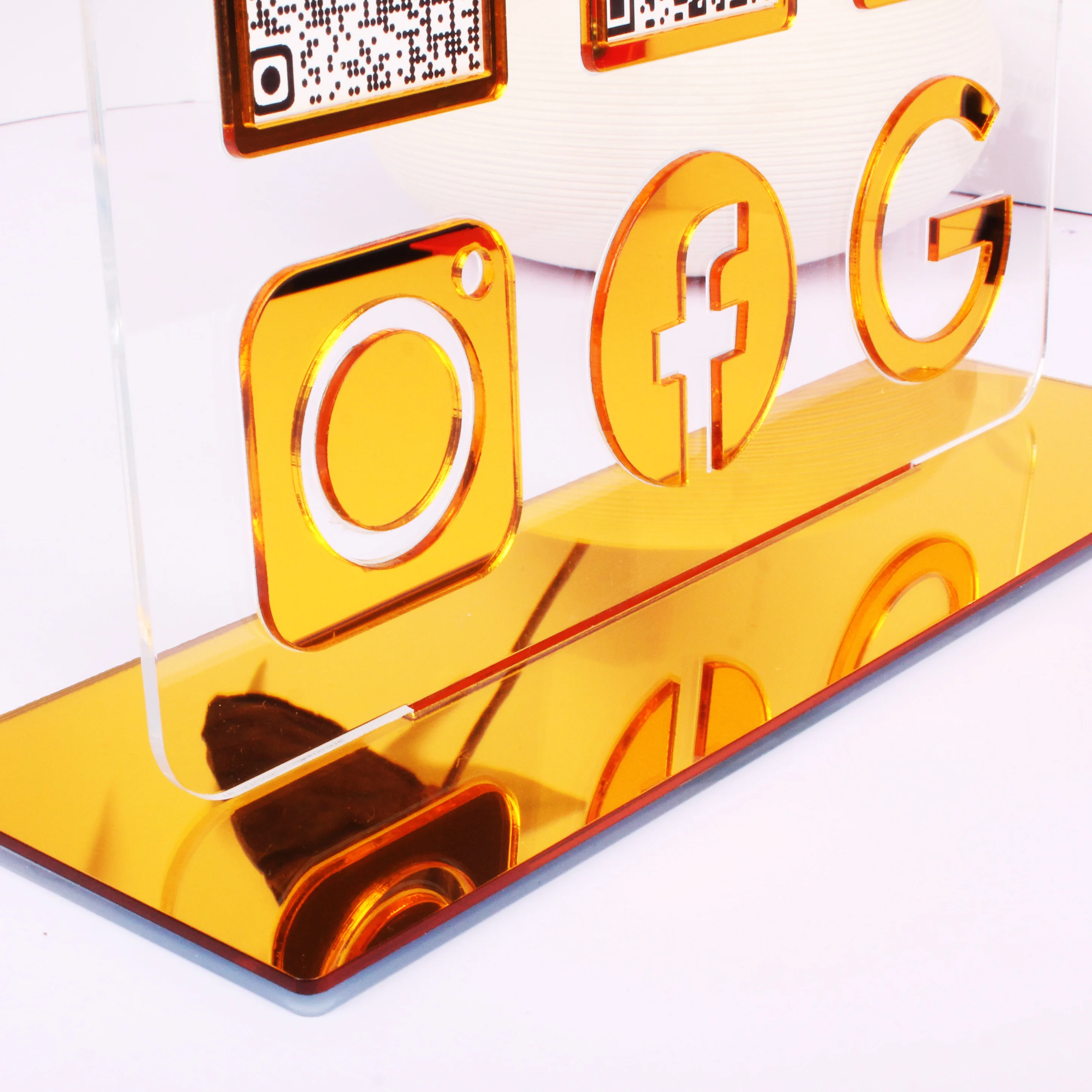 علامات الوسائط الاجتماعية الاكريليك المخصصة مع رمز الاستجابة السريعة مسح الدفع اتبع علامة الاكريليك شبكي الأعمال #6