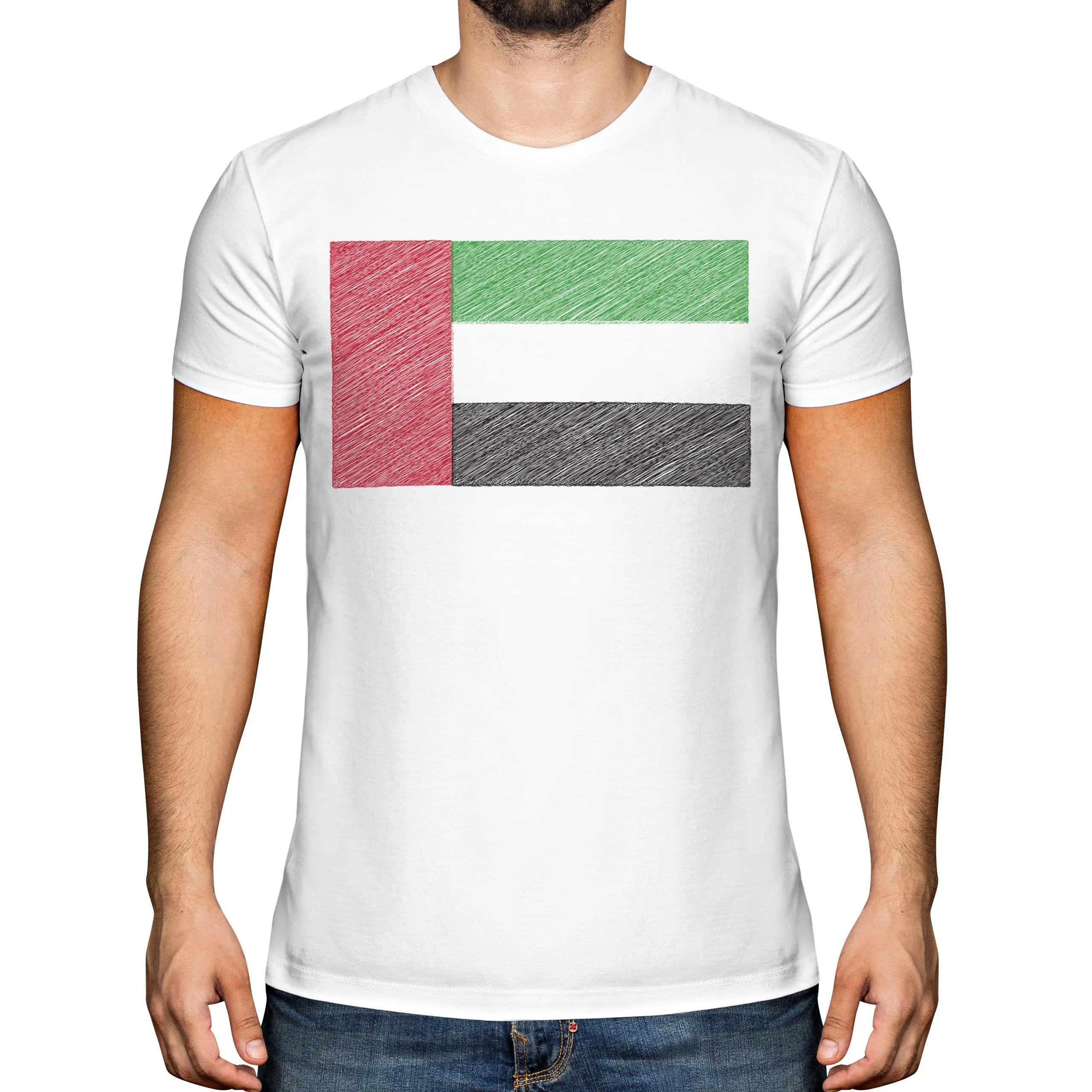 الولايات المتحدة العربية الإمارات العلم طباعة تي شيرت رجالي قصير الأكمام القطن المحملة قميص كبير الحجم الصيف الرياضة القمم Y2k تي شيرت الرجال الملابس #1