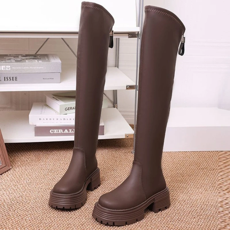 

Women's High Boots Flats Platform Fashion Shoes Designer Dress Winter Chelsea Boots 2025 New Casual Sport Walking Mujer Botas