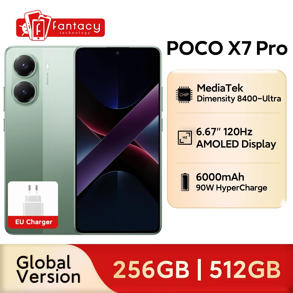 Global Version POCO X7 Pro 5G Cellphone MTK Dimensity 8400-Ultra 50MP OIS camera 6000mAh 90W HyperCharge 6.67