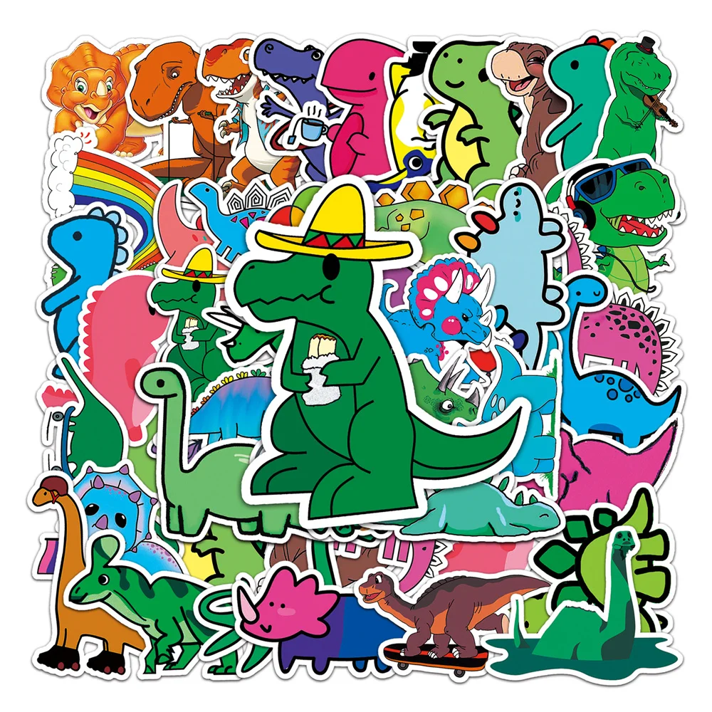 10/30/50PCS Cartoon Cute Dinosaur Personality Graffiti Creative Helmet Sticker Refrigerator Phone  Waterproof  Sticker Wholesale