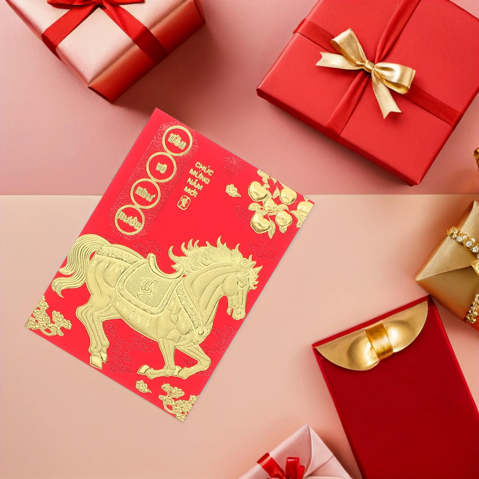 

Vietnamese Red Envelopes for The Year of Horse Chinese Money Cash Happy Bao Li Xi Lunar