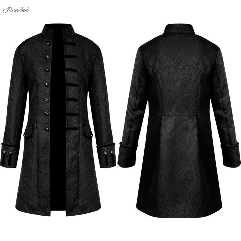 Men Steampunk Trench Coat Vintage Prince Overcoat Medieval Renaissance Purity Jacket Coat Victorian Edwardian Cosplay Costume