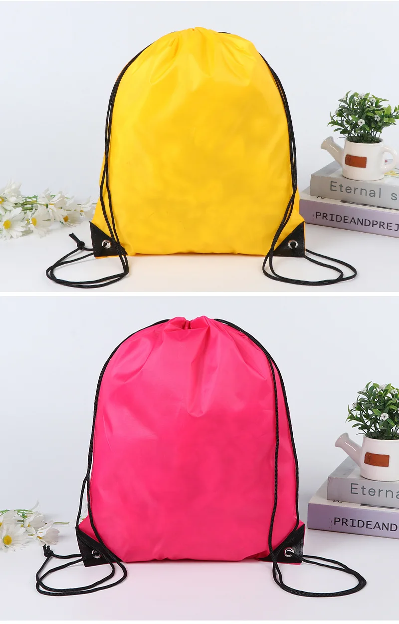 

10 pcs Portable Oxford Sports Bag 210D Nylon Drawstring Bags Belt Riding Backpack Gym Drawstring Shoes Bag Clothes Backpacks