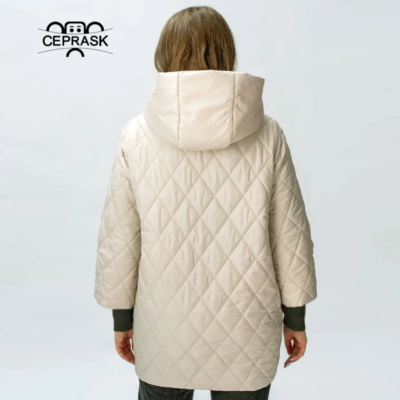 Imagem -04 - Ceprask-cabolsa Longo Acolchoado Feminino Jaqueta de Algodão Outerwear Solto Roupas Grandes Quente Outono Moda Primavera Feminino 2023